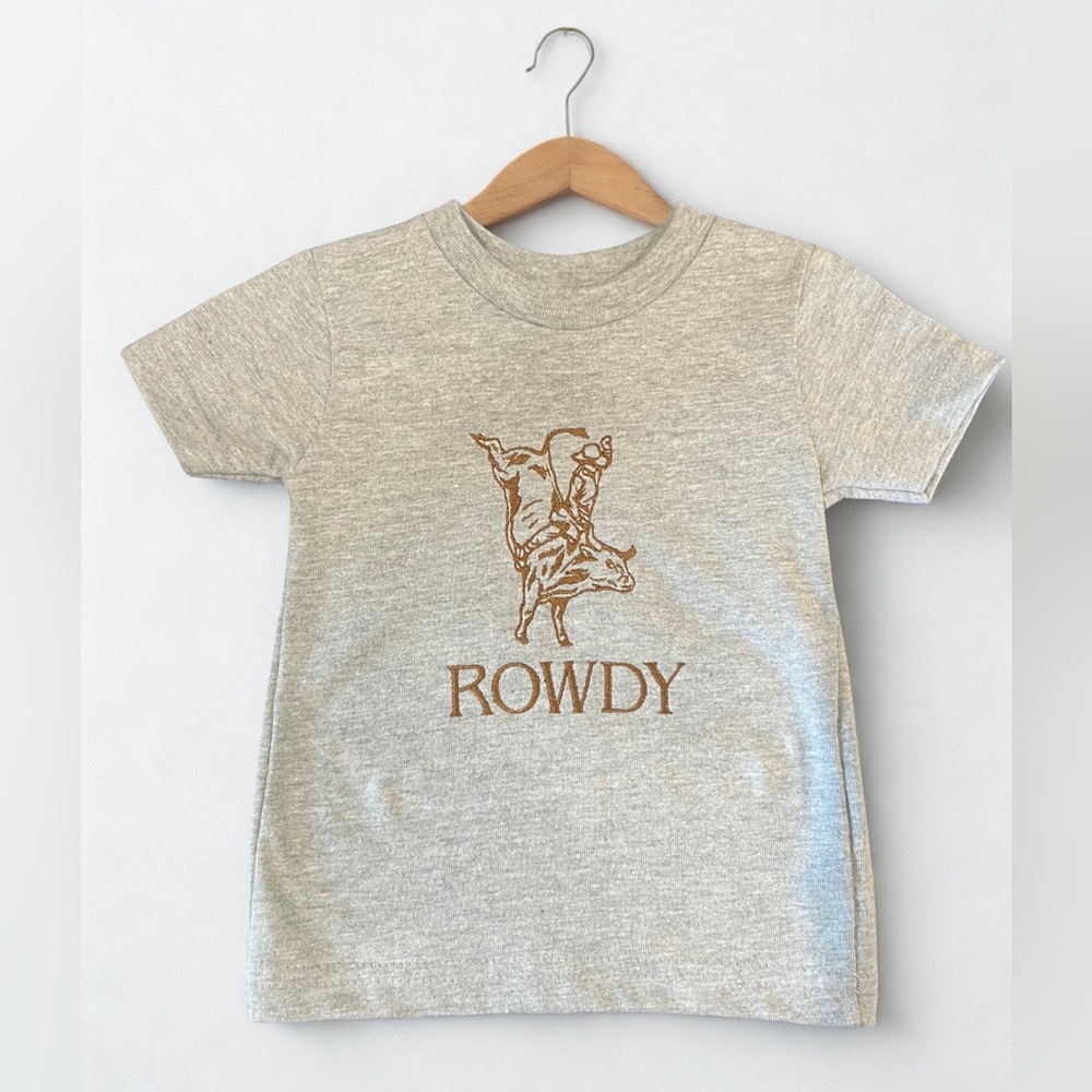 Kids Gray T-Shirt Embroidered bull + ROWDY